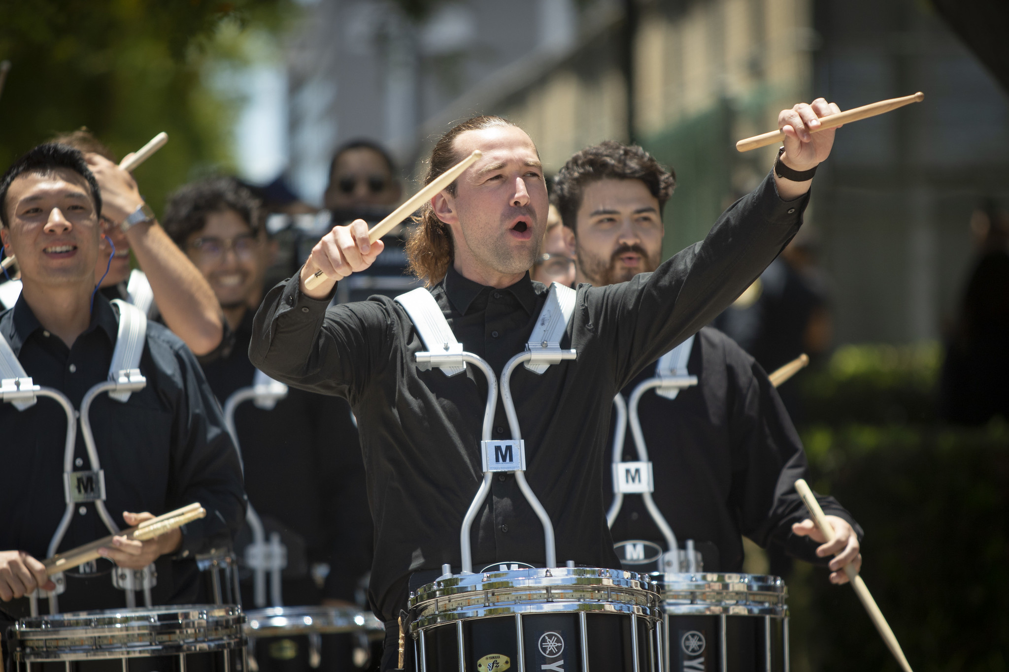 Drummers led the graduates into the stadium.