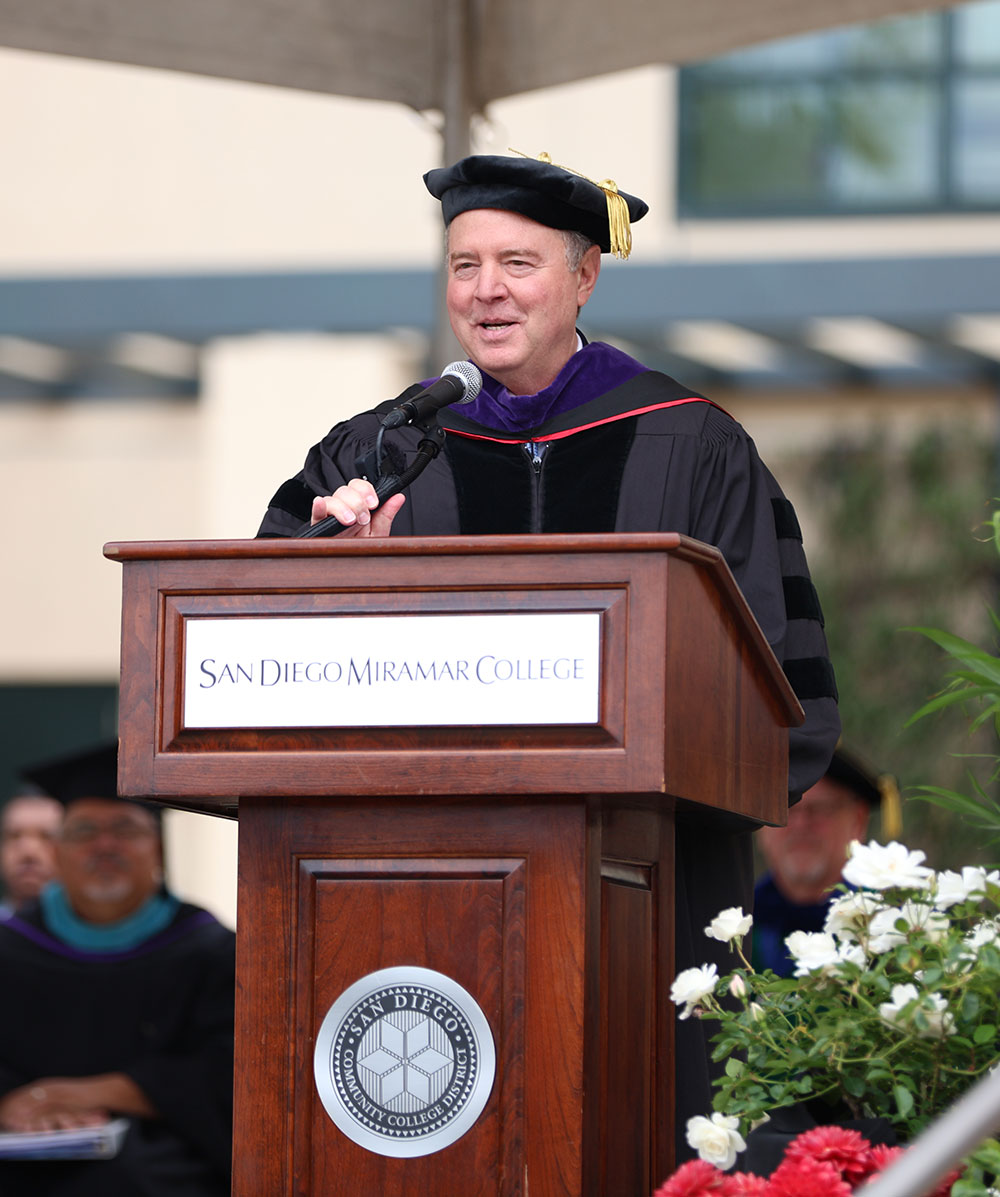 U.S. Senator Adam Schiff was the keynote speaker at Miramar's commencement.