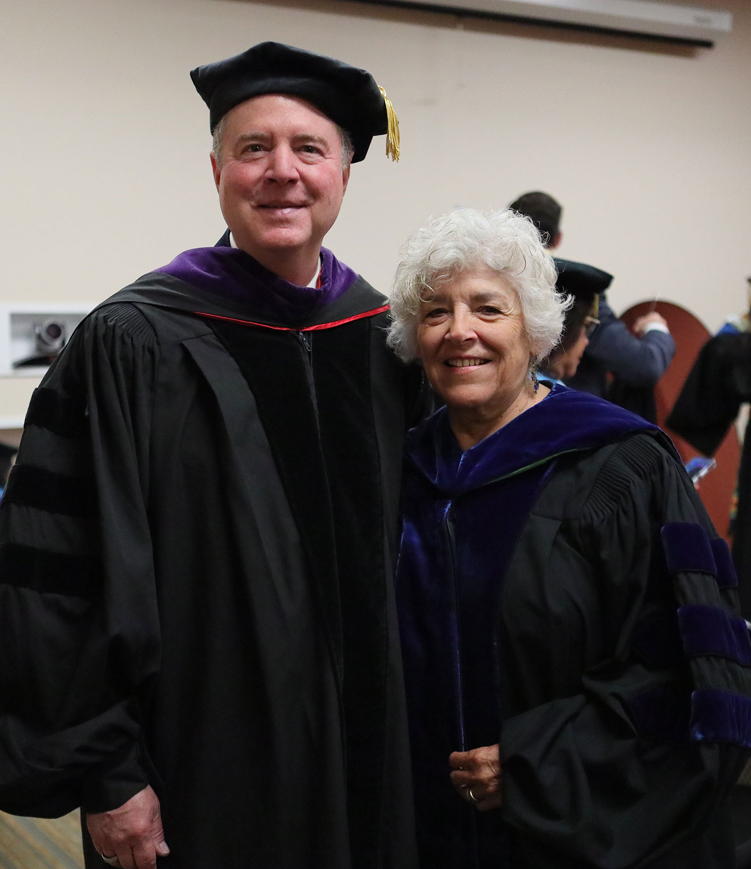 U.S. Senator Adam Schiff and trustee Dr. Maria Nieto Senour.
