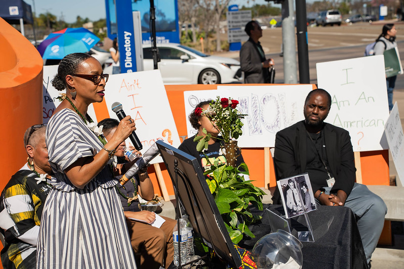 
Mesa College President Ashanti Hands speaks at the event.
