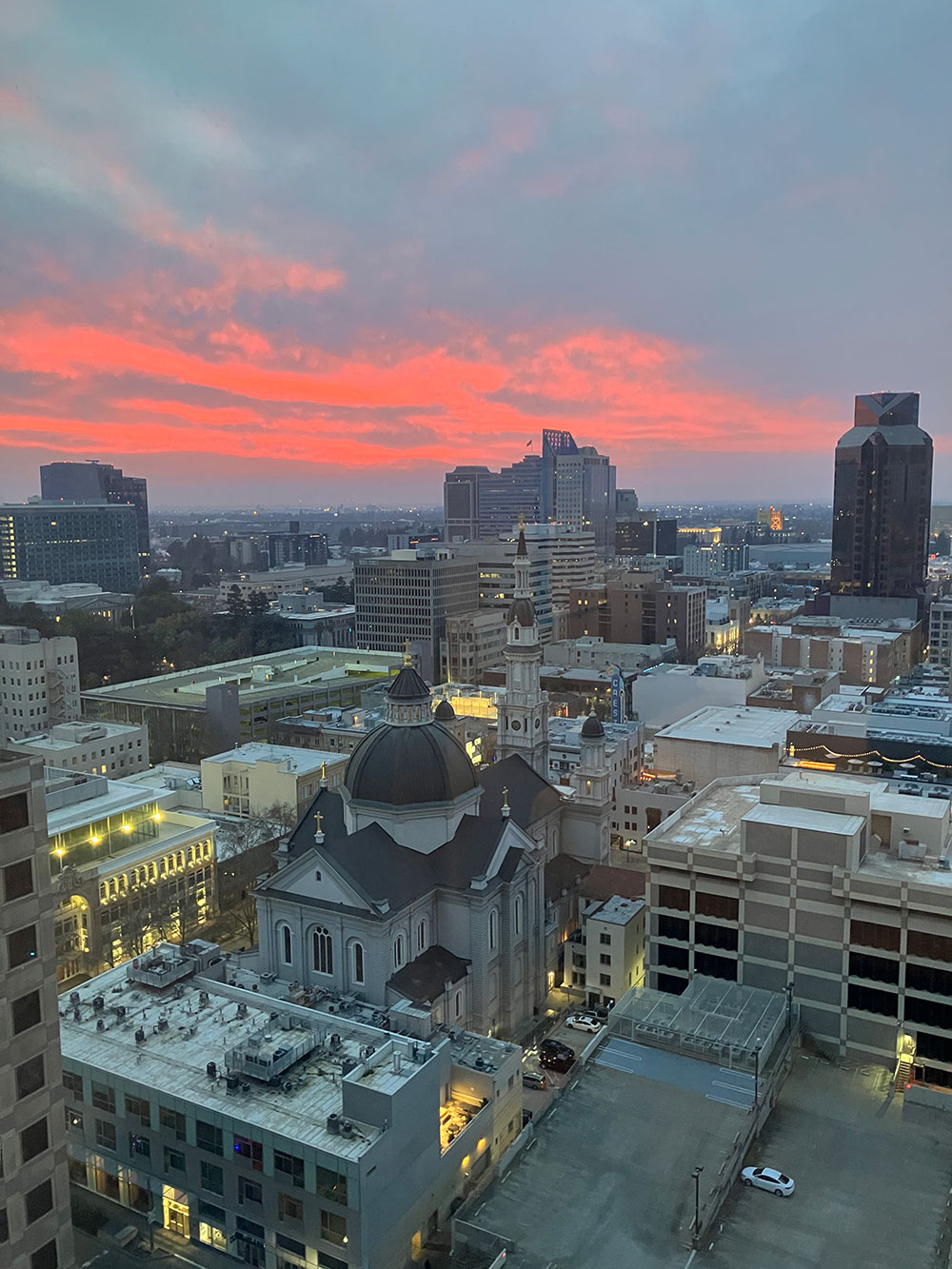 
The city of Sacramento at dusk.

