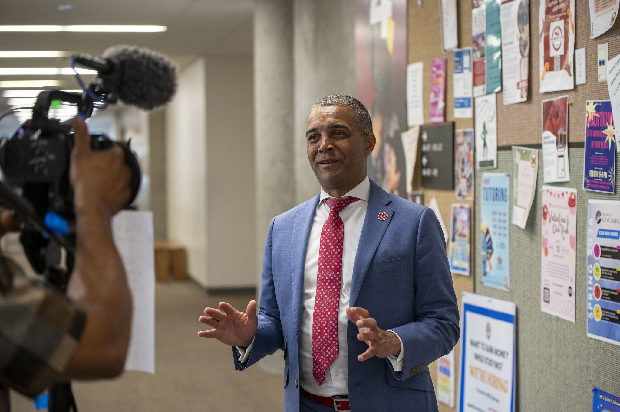 
City College President Ricky Shabazz being recorded for a video.
