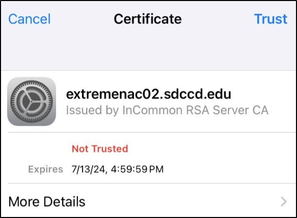 SDCCD Campus Connect Certificate Trust